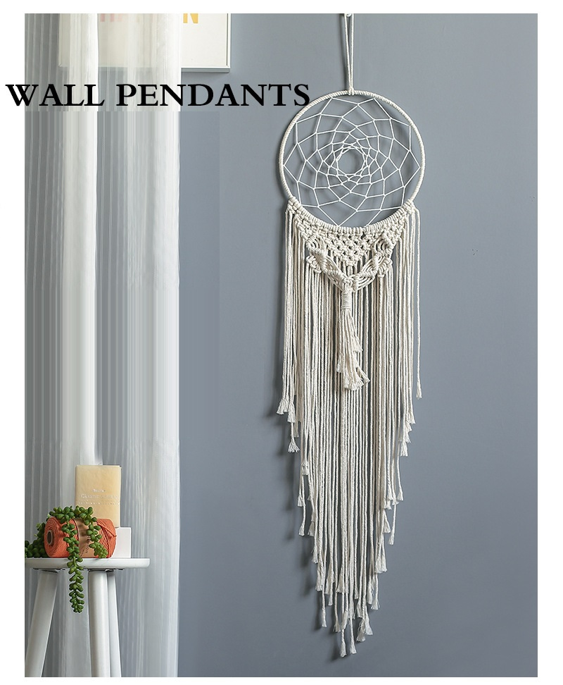 Dreamcatcher Boho Beige Tassels Macrame Craft Handmade Wall Hanging Decoration