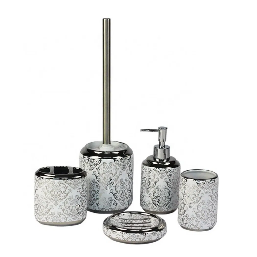 Modern OEM Luxury Gold Four-Piece Bathroom Set Ceramic Bathroom Decor Accessories for Hotel and Home Bath Use