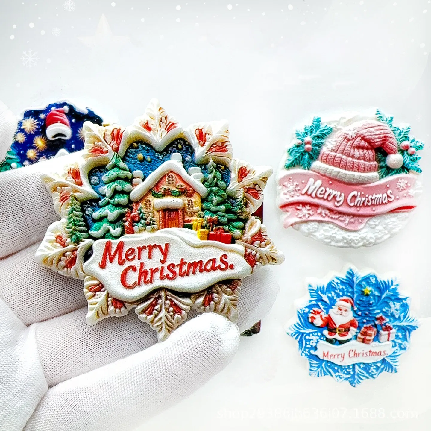 Western Christmas Atmosphere Theme Decorative Gifts Fridge Magnet Resin Crafts
