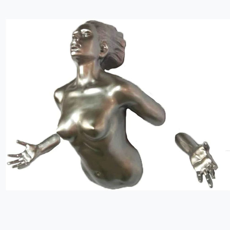 Modern Home Mount Metal 3D Man Statue Carved Wall Art Bronze Nude Man Sculpture on Wall