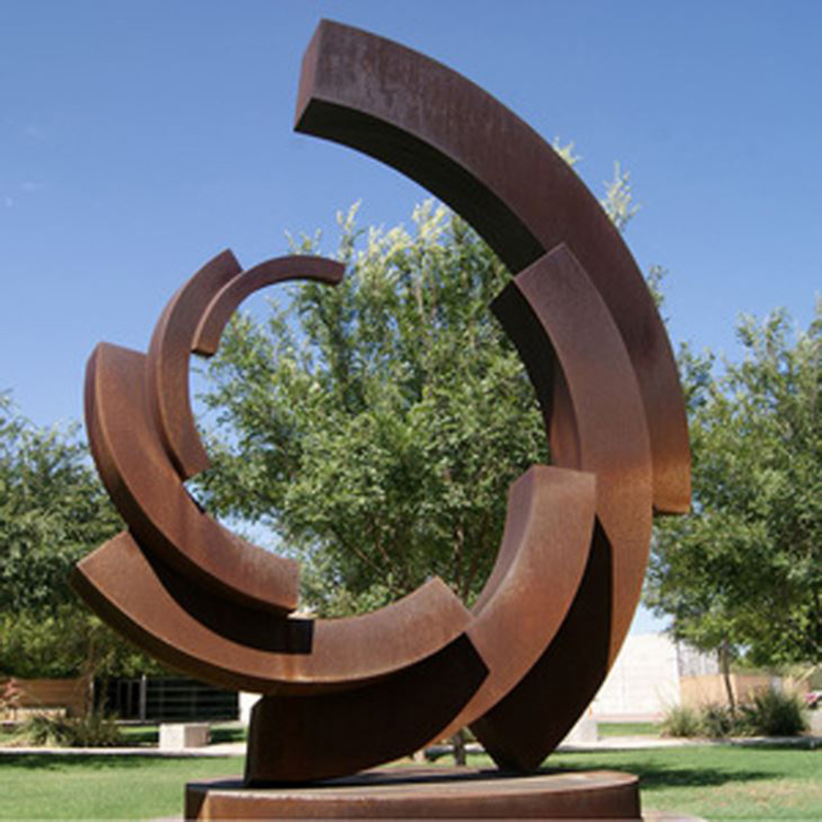 Semi-Round Crossed Corten Steel Modern Fashion Luxury Decorative Sculpture Decor Home