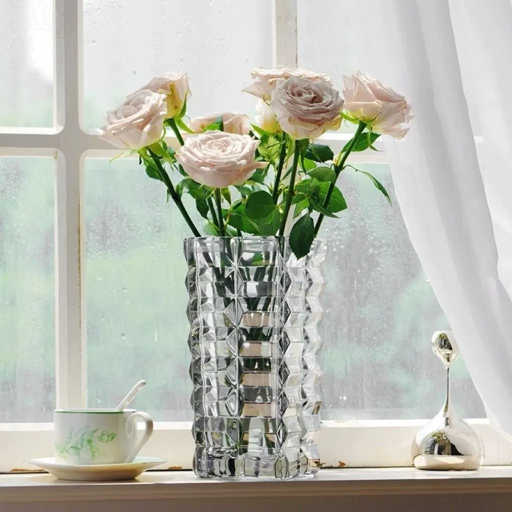 Decorative Fashion Glass Flower Vase Golden Crystal Glass