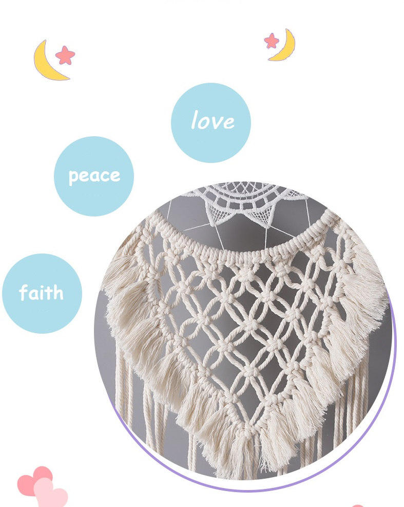 Macrame Dreamcatcher Boho Beige Tassels Handmade Wall Hanging Bedroom Decoration