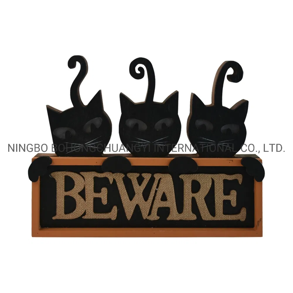 New Exquisite Wooden Halloween Tabletop Crafts Ornaments Home Ornaments