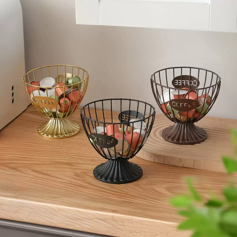 Wholesale Nordic Style Ironwork Food Candy Snack Desk Storage Cup Box Modern Luxury Home Coffee Shop Decoration Items Accesscories for Italian Craft Decor