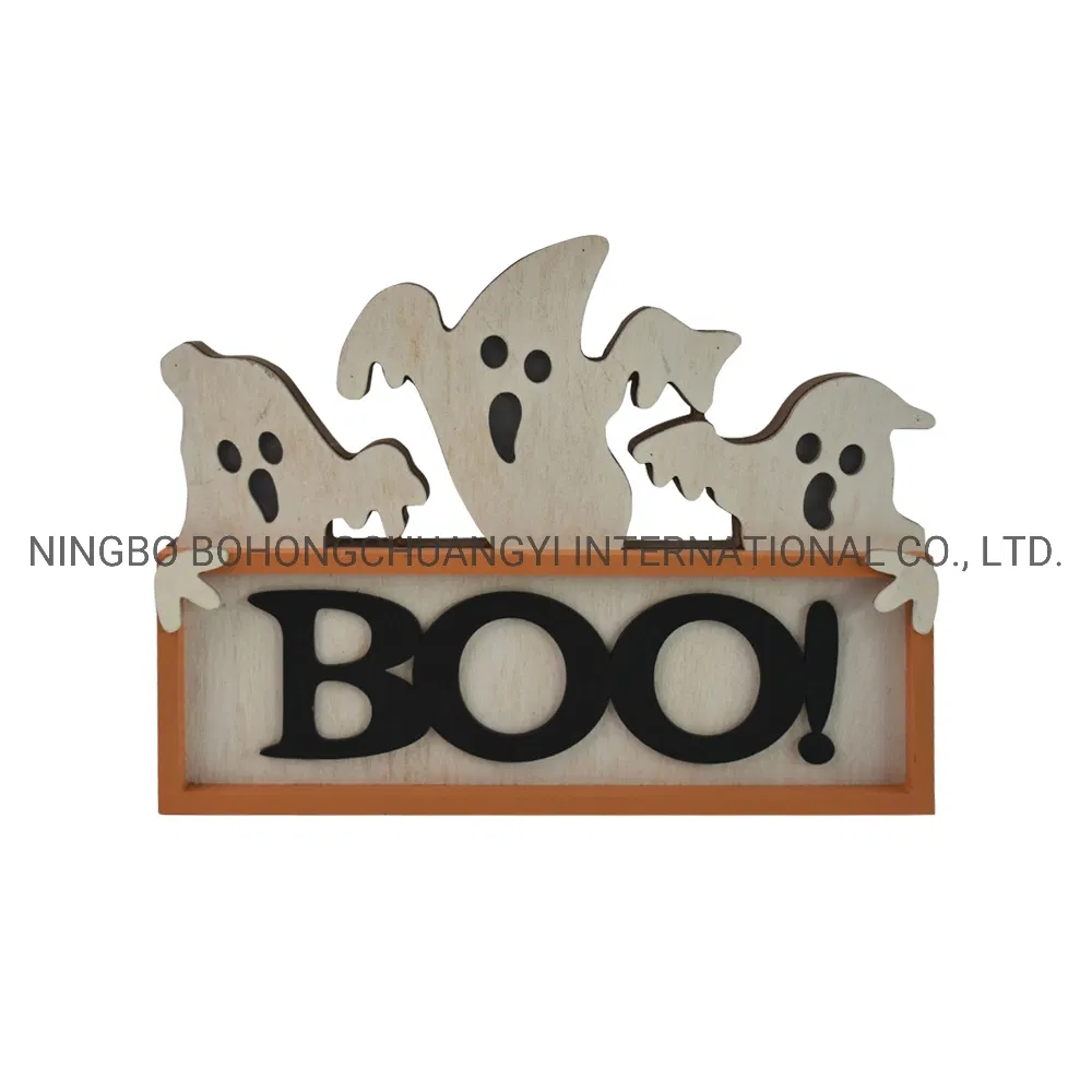 New Exquisite Wooden Halloween Tabletop Crafts Ornaments Home Ornaments