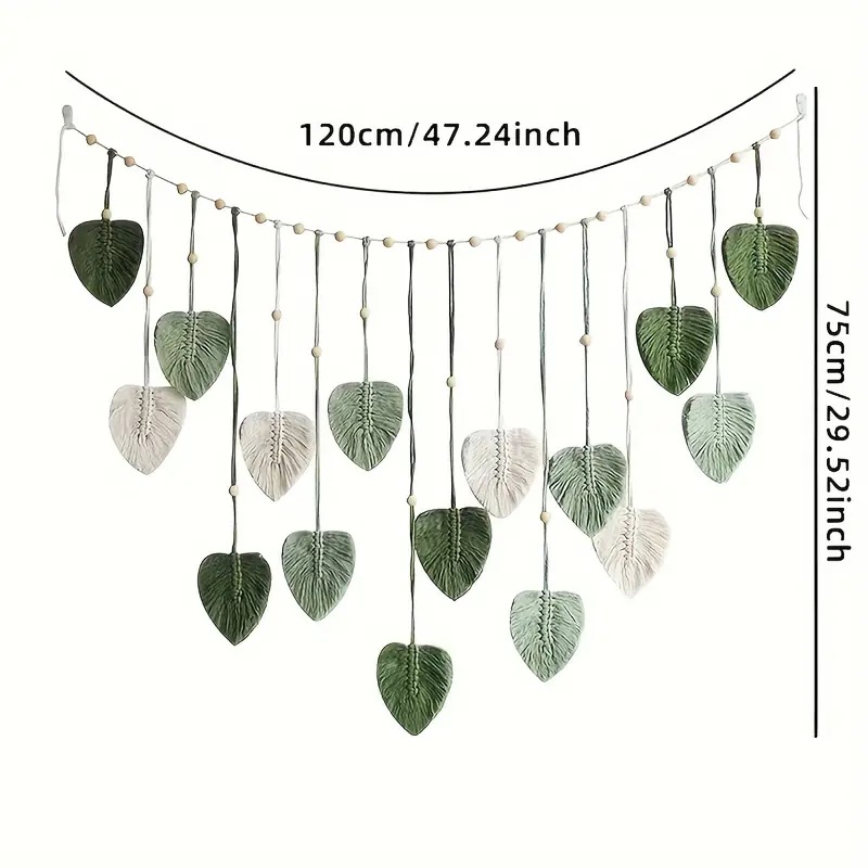 Beautiful Room Decoration, Leaf Hanging on The Wall, Modern Macrame Wall Art Tapestry, Macrame Feather Wall Hanging on The Wall
