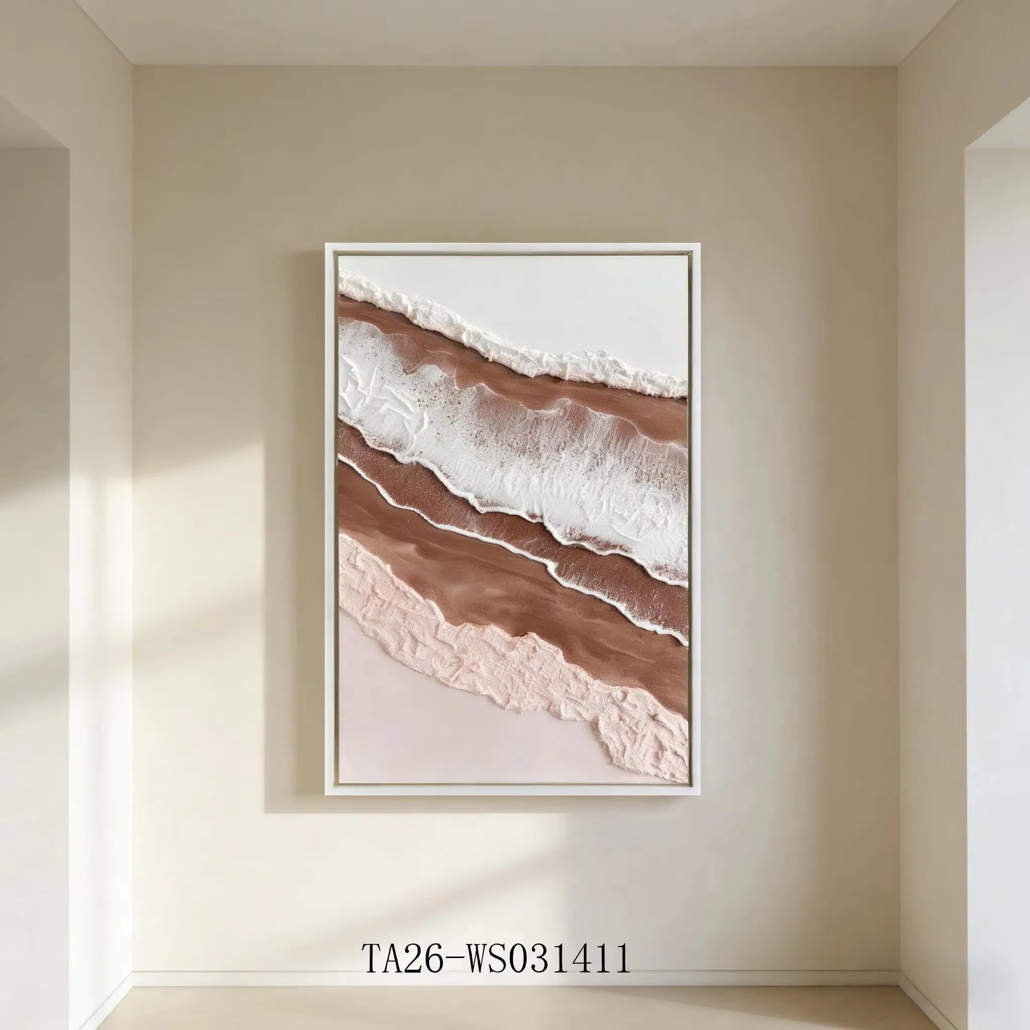 Hand Painted 3D Texture Abstract Wave Canvas Wall Art Minimalist Neutral Tone Home Decor for Living Room