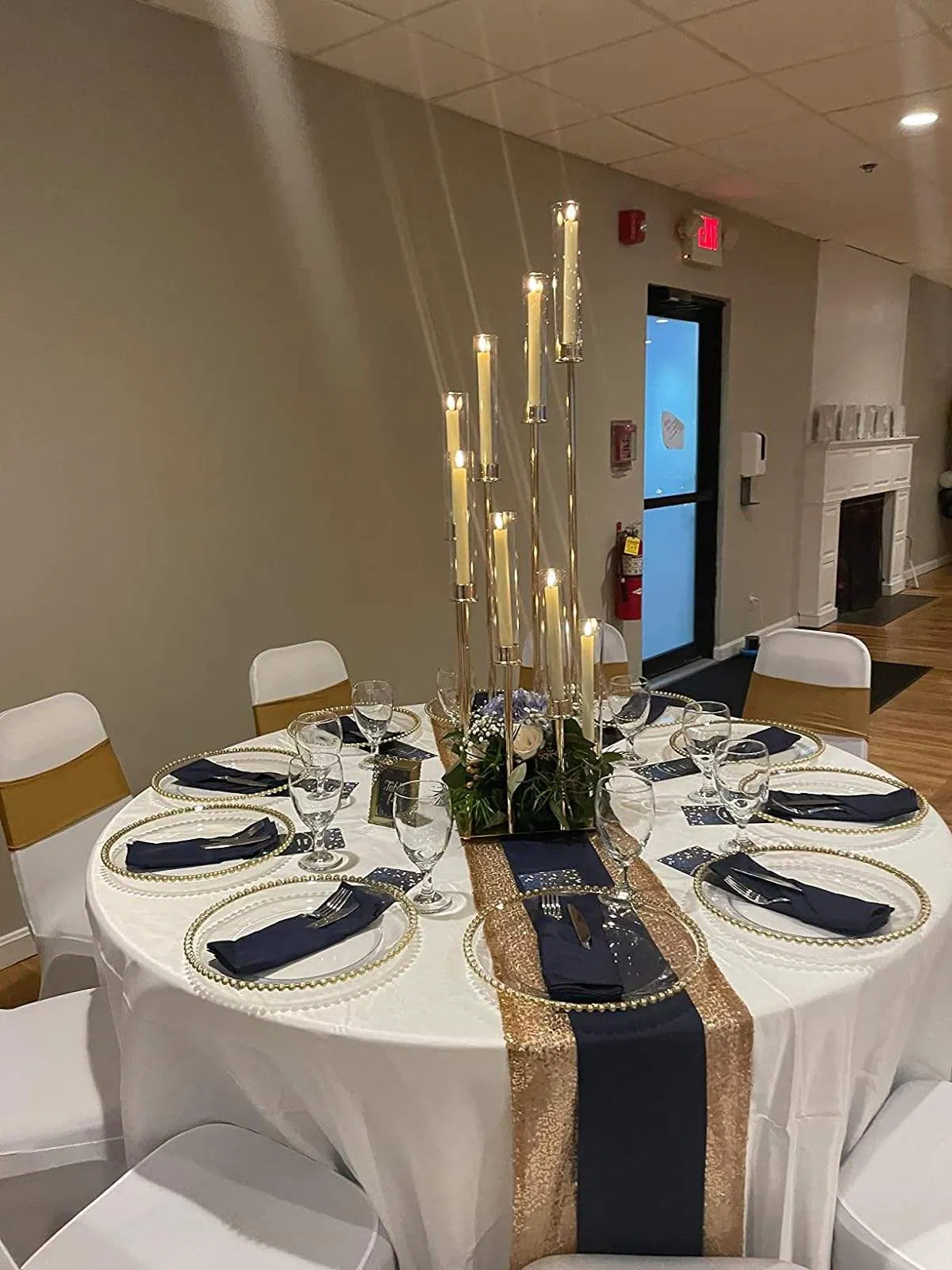 8 Head Acrylic Glass Antique Metal Candlestick Wedding Center Piece Gold Candelabra Centerpieces for Tables Floor Candle Holders