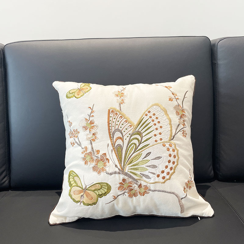 Embroidered Butterfly Flower Decorative Throw Pillow Butterfly &amp; Flower Embroidered Throw Pillow Butterfly &amp; Flower Embroidered