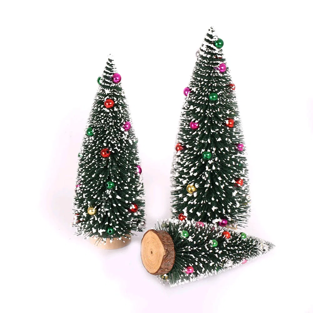 2025 Desktop Colorful Pine Needles Sprinkled with Powder Mini Christmas Tree Decorations
