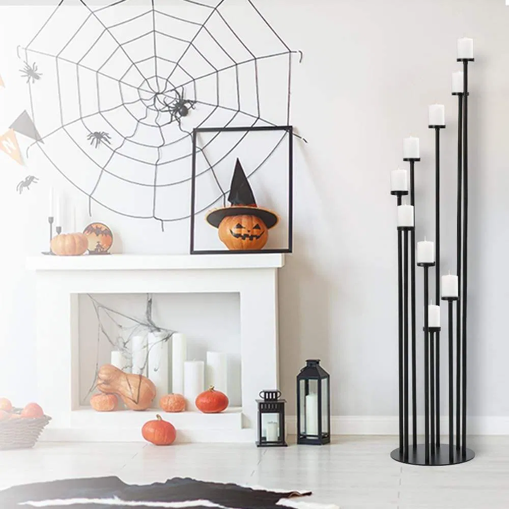 8 Head Acrylic Glass Antique Metal Candlestick Wedding Center Piece Gold Candelabra Centerpieces for Tables Floor Candle Holders