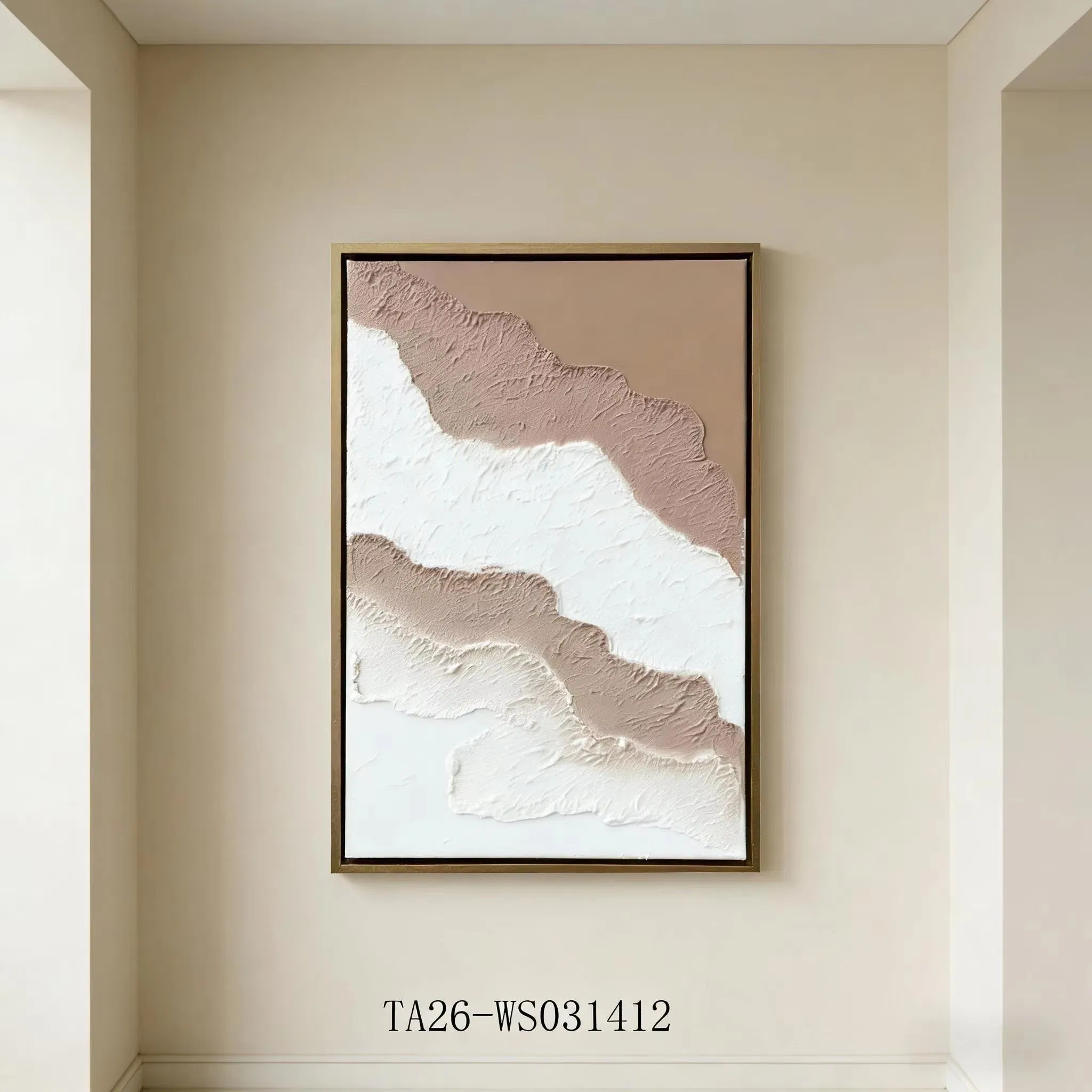 Hand Painted 3D Texture Abstract Wave Canvas Wall Art Minimalist Neutral Tone Home Decor for Living Room