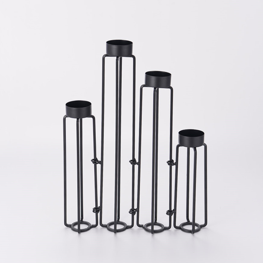 Black Candle Holder Wrought Iron Candle Stand Minimalist Metal Candle Stand