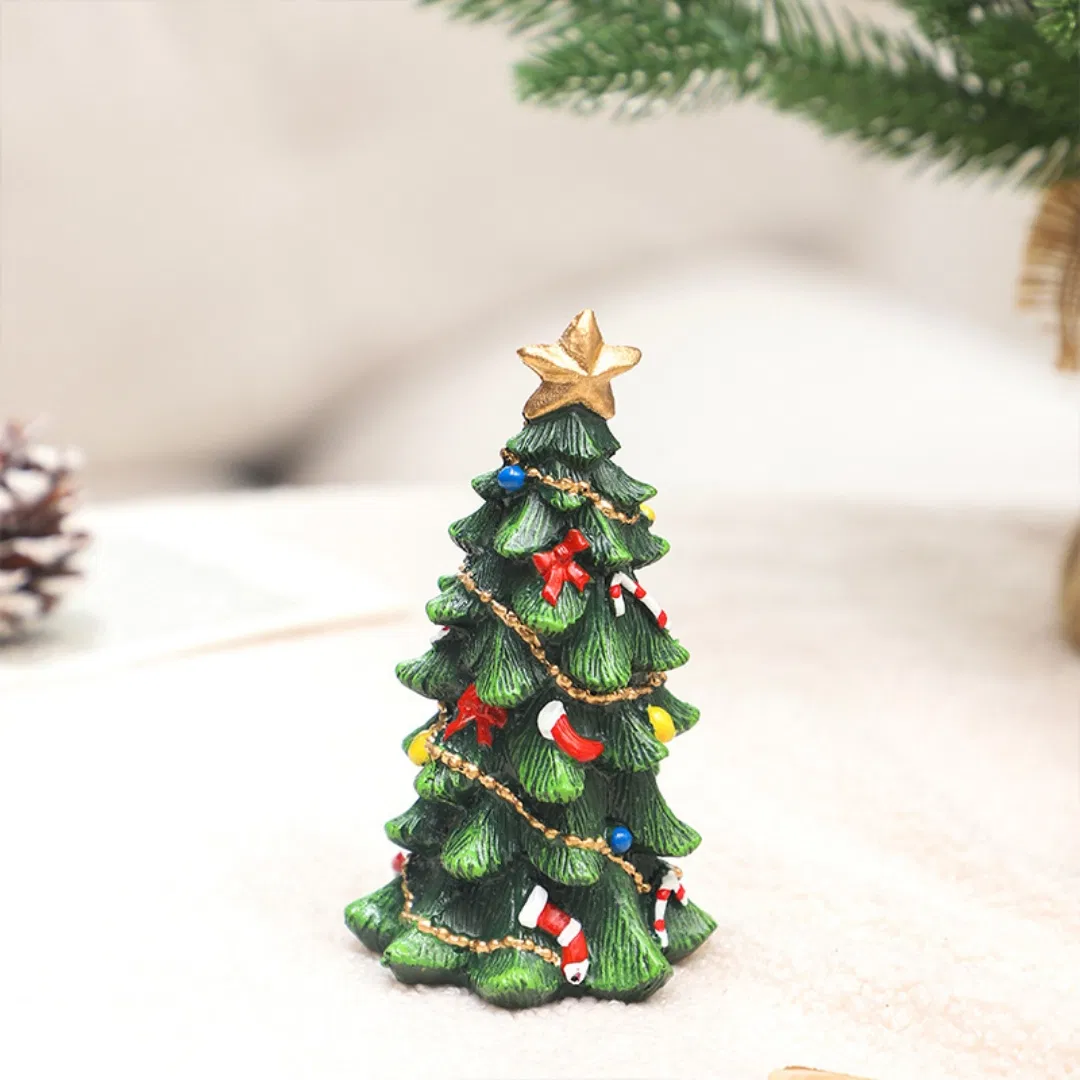 Hot Selling Resin Christmas Tree European Style Desktop Party Mini Christmas Tree Decoration Ornaments in Stock Wholesale