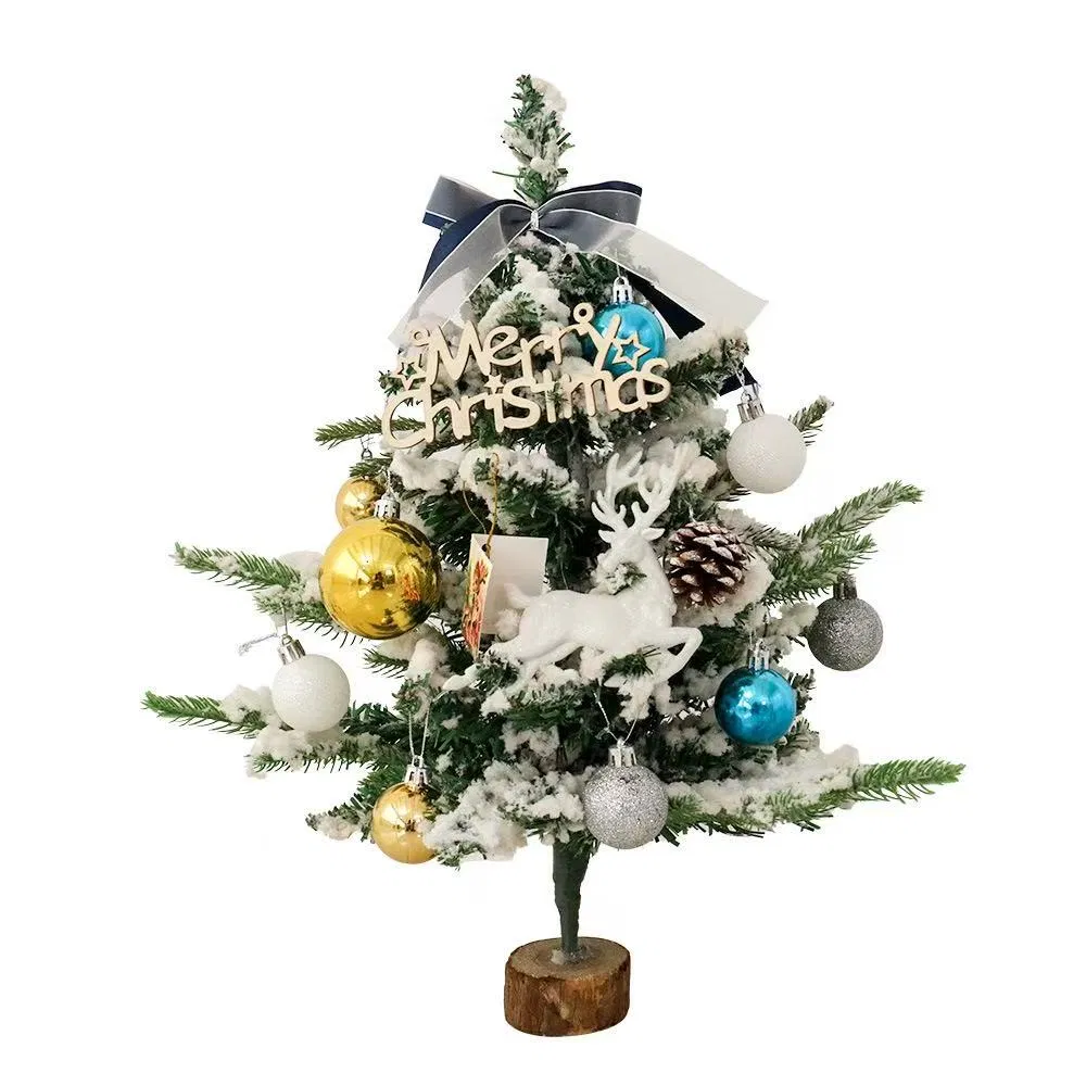 Mini Christmas Tree PE Flocked 45cm Desktop Ornament Small Set Xmas Decoration