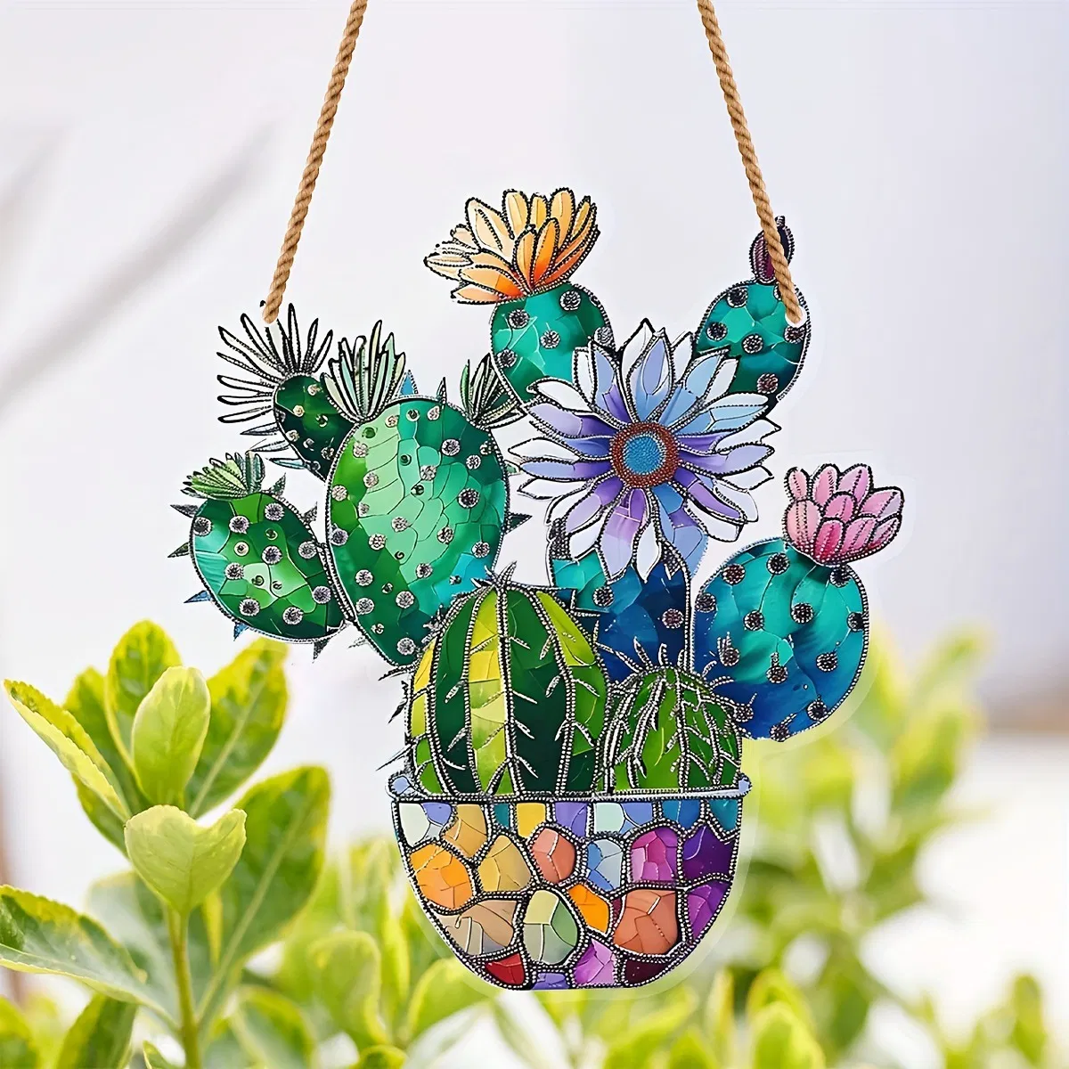 Custom Colorful Acrylic Cactus Wall Art Pendant for Decor