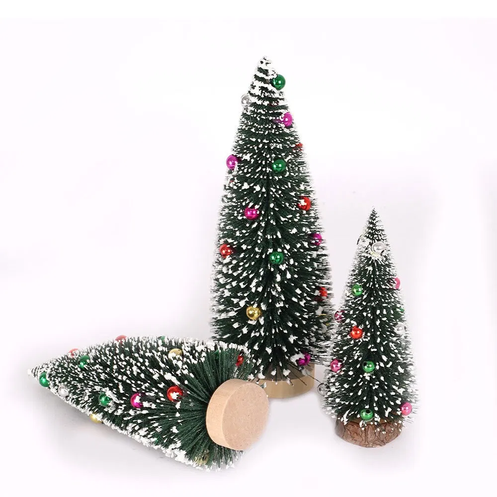 2025 Desktop Colorful Pine Needles Sprinkled with Powder Mini Christmas Tree Decorations