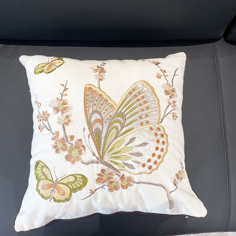Embroidered Butterfly Flower Decorative Throw Pillow Butterfly &amp; Flower Embroidered Throw Pillow Butterfly &amp; Flower Embroidered