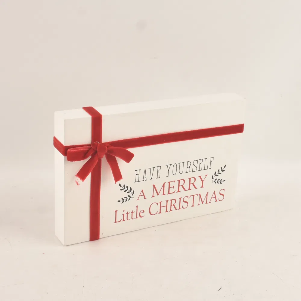 Christmas Arch Shape Solid Wood Sign Board Tabletop Ornament for Home Decor