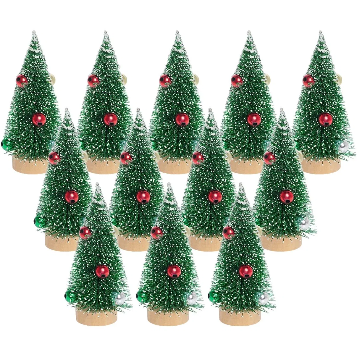Mini Christmas Tree Bottle Brush Plastic Winter Snow Desktop DIY Decor