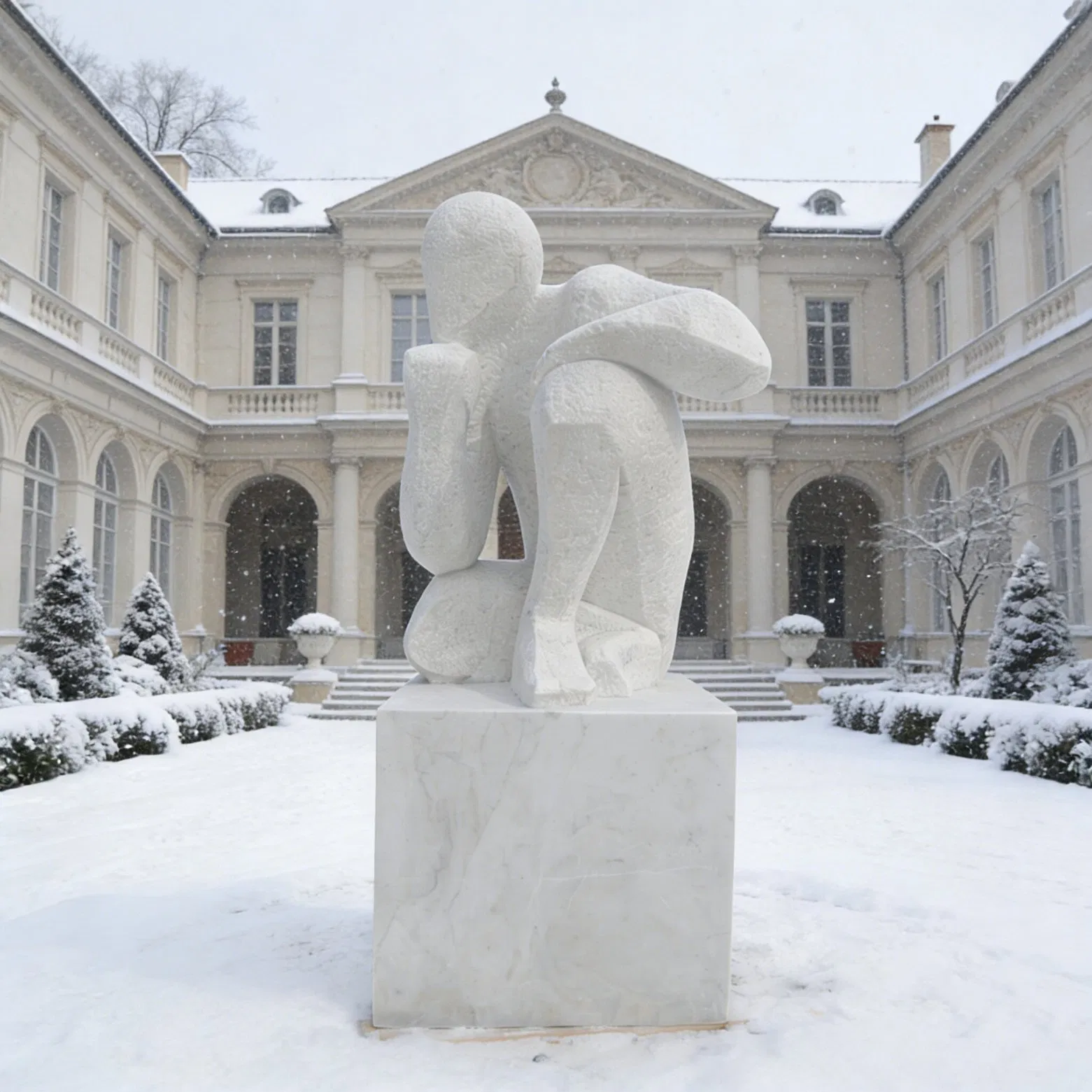 Handmade Marble Contemporary Design Statue Home Decoration Modern Abstract Sculpture for Hotel Lobby Garden Church