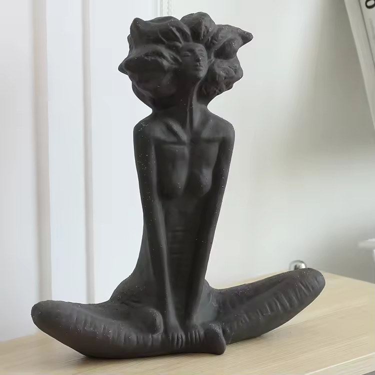 Elegant European Female Abstract Ceramic Sculpture for Modern Home Decor