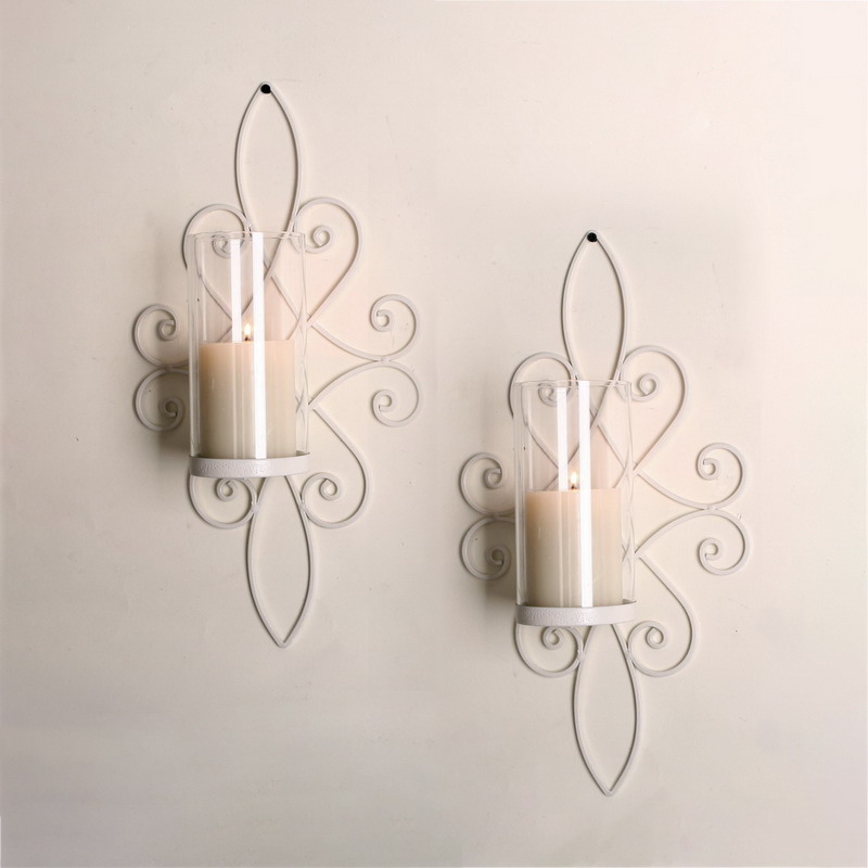 Metal Wall Sconce Decoration Candle Holder White