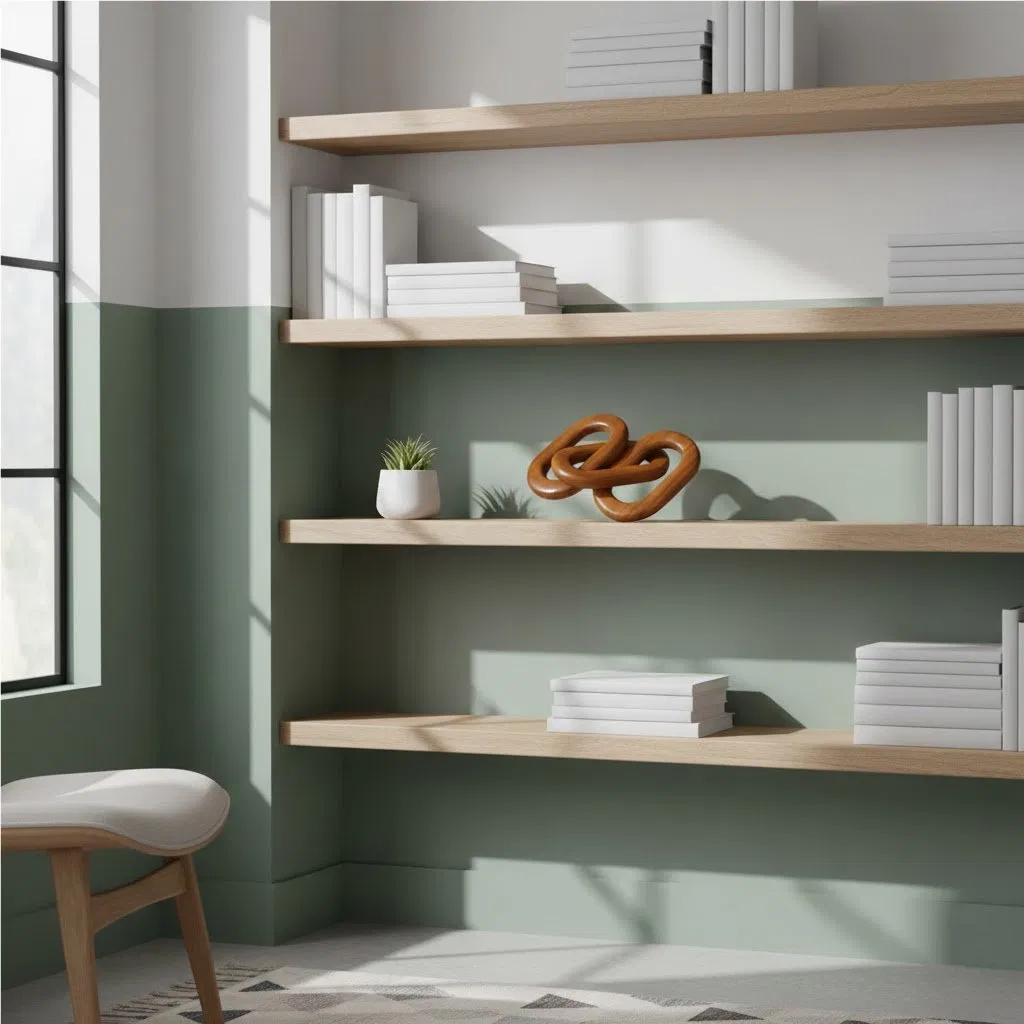 Natural Teak Wood Chain Link, Oval Interlocking Design, Rustic Modern Decor Piece