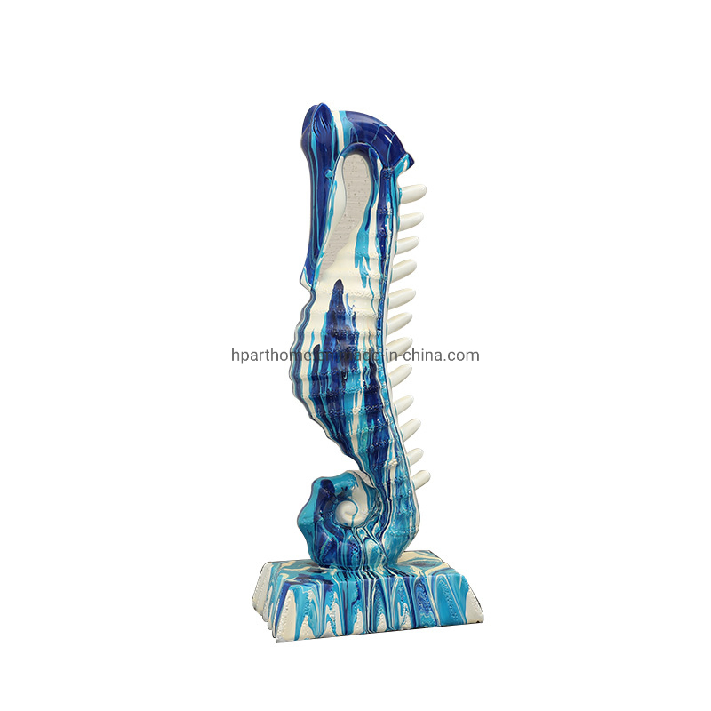 Modern Art Hand Painting Resin Sea Horse Sculpture Home Desktop Ornament