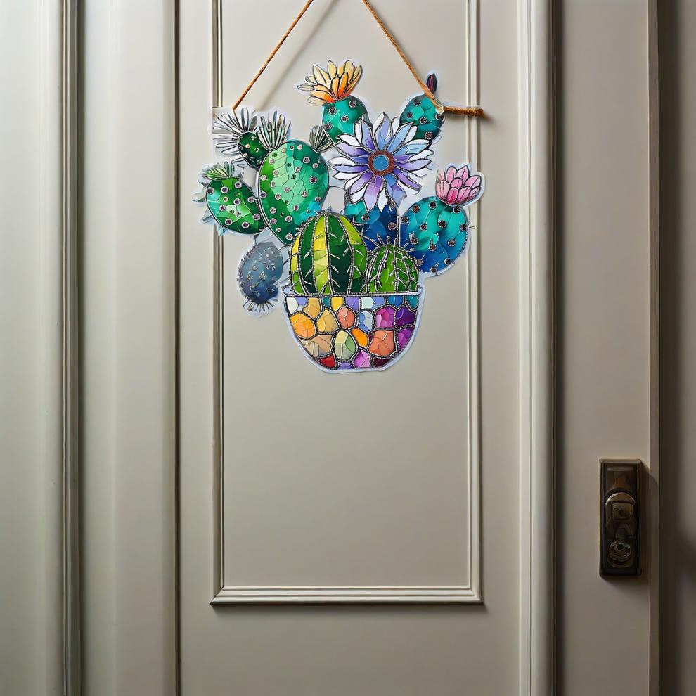 Custom Colorful Acrylic Cactus Wall Art Pendant for Decor