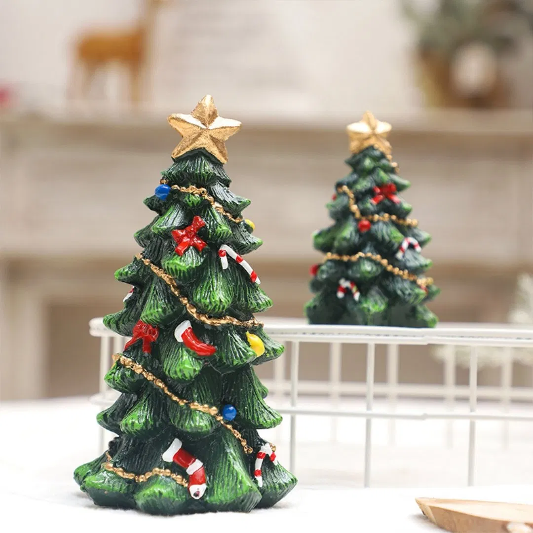 Hot Selling Resin Christmas Tree European Style Desktop Party Mini Christmas Tree Decoration Ornaments in Stock Wholesale