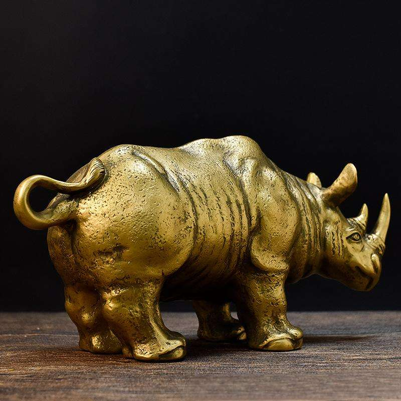 Wholesale Resin Showpieces for Home Decoration Gold Decor Luxury Modern Gold Rhino Figurine Statue Sculpture