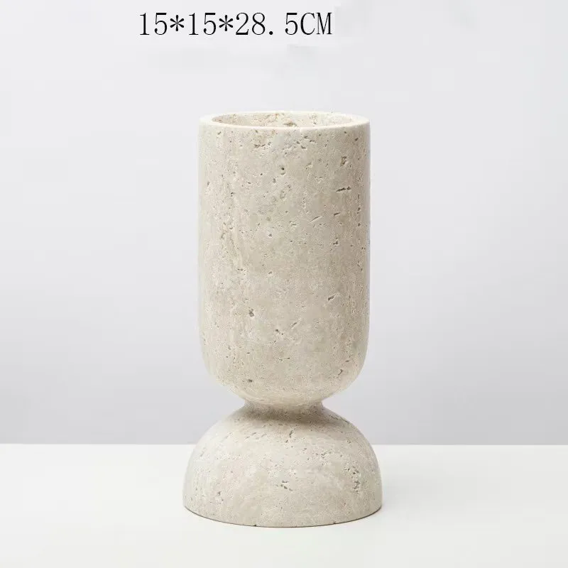 Beige Travertine Vase 3