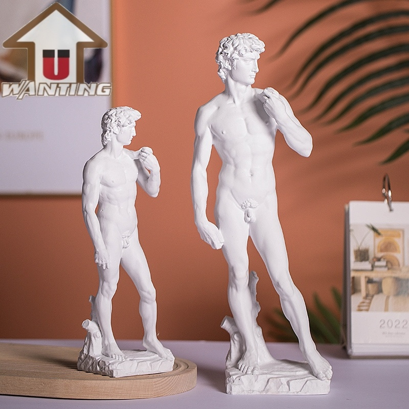 Minimalist Nordic Modern Home Decoration Resin Pure White David Sculpture Small Ornaments