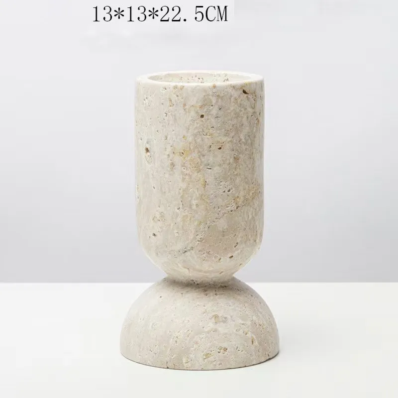 Beige Travertine Vase 2