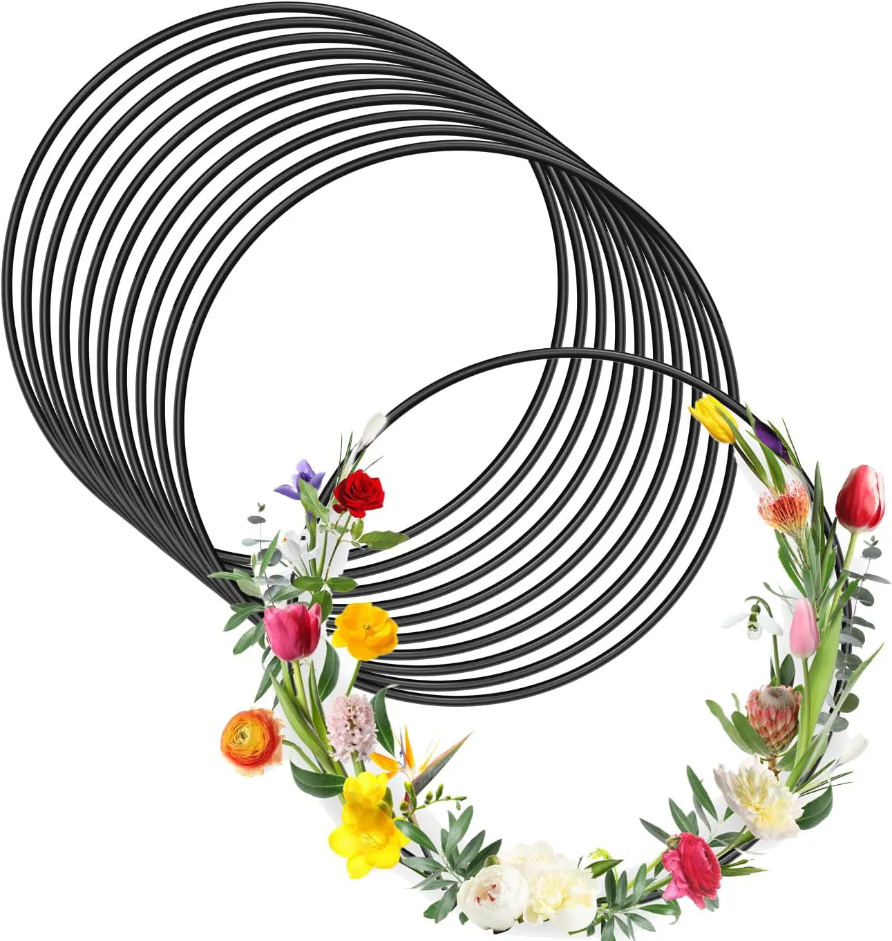 Metal Macrame Ring Floral Hoops Wall Hanging Crafts for Wedding Wreath Decor