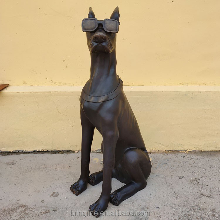 Modern Outdoor Life Size Home Decor Standing Bronze Dogs Sculpture