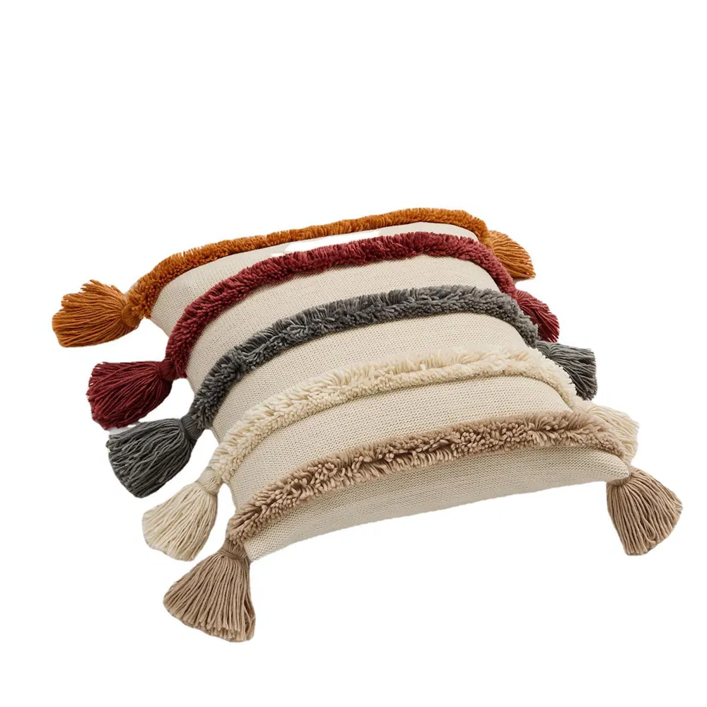 Nordic Cozy Outdoor Knitted Tassels Decorative Throw Pillow