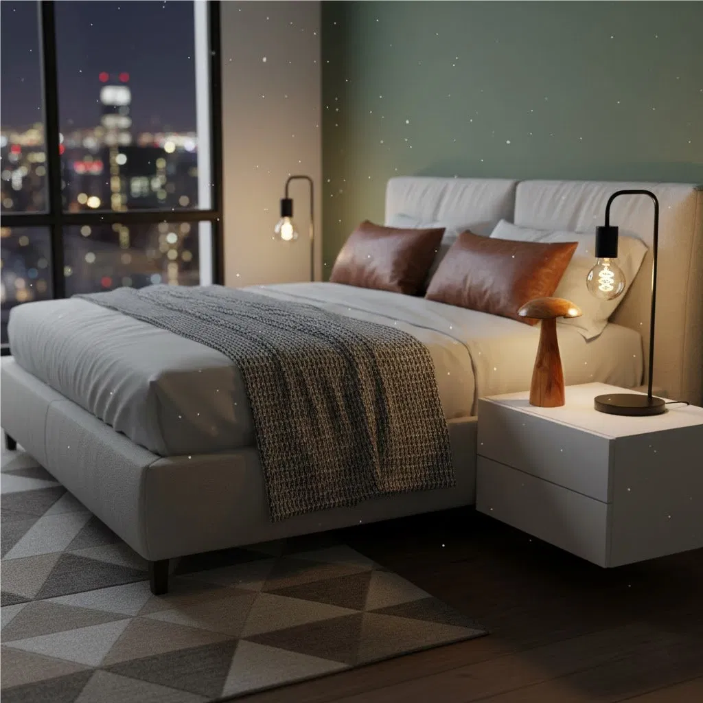 Teak Mushroom Decor (H40cm) , Natural Grain, Playful Tabletop Accent