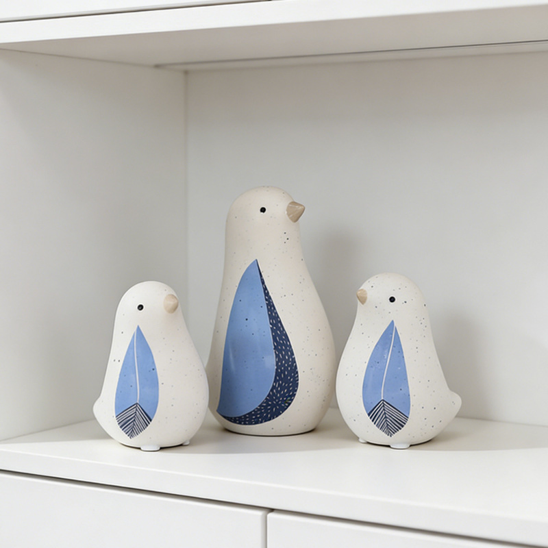 Nordic Modern Ceramic Blue Bird Home Decor Minimalist Shelf Figurine Creative Living Room Entryway Wine Cabinet Ornament