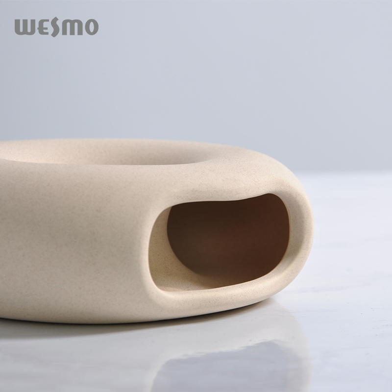 Porcelain Ceramic Decorative Donut Dried Flower Vase for Home Decor