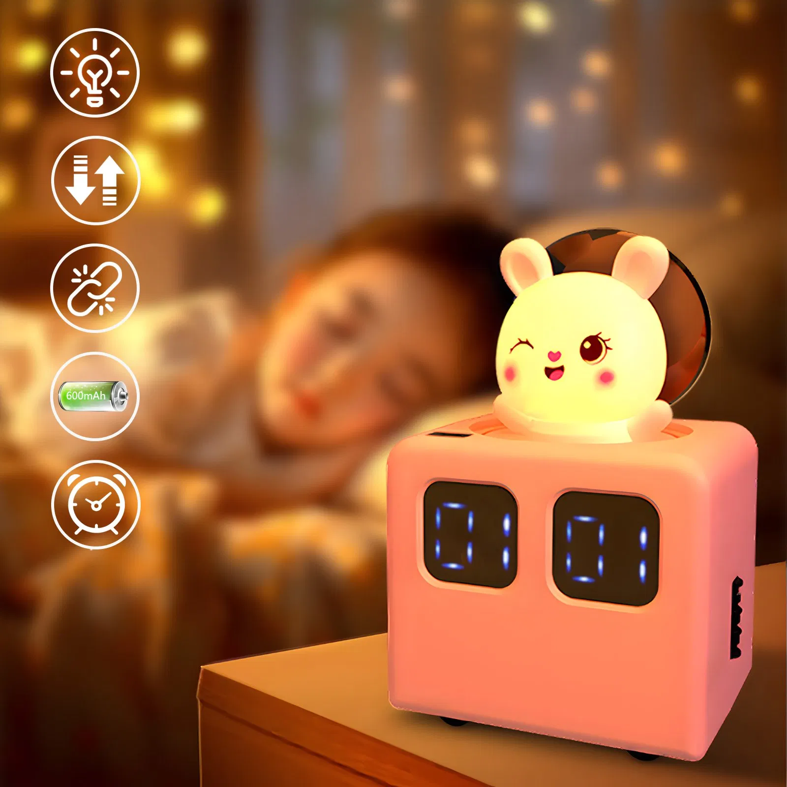 195 Carriage Sensor Light Bedside Healing Alarm Clock Tabletop Decorative Ornament