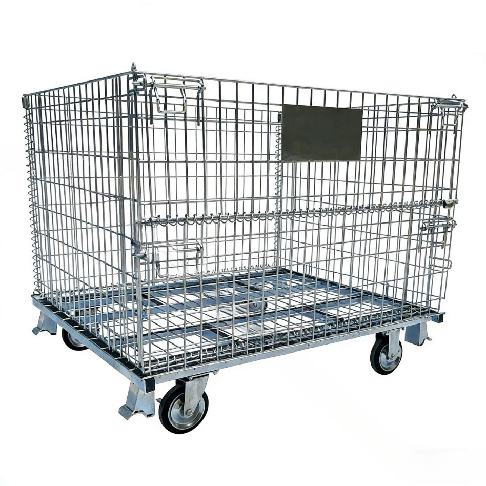 Foldable Galvanized Wire Mesh Roll Cage for Seasonal Goods Storage Solutions