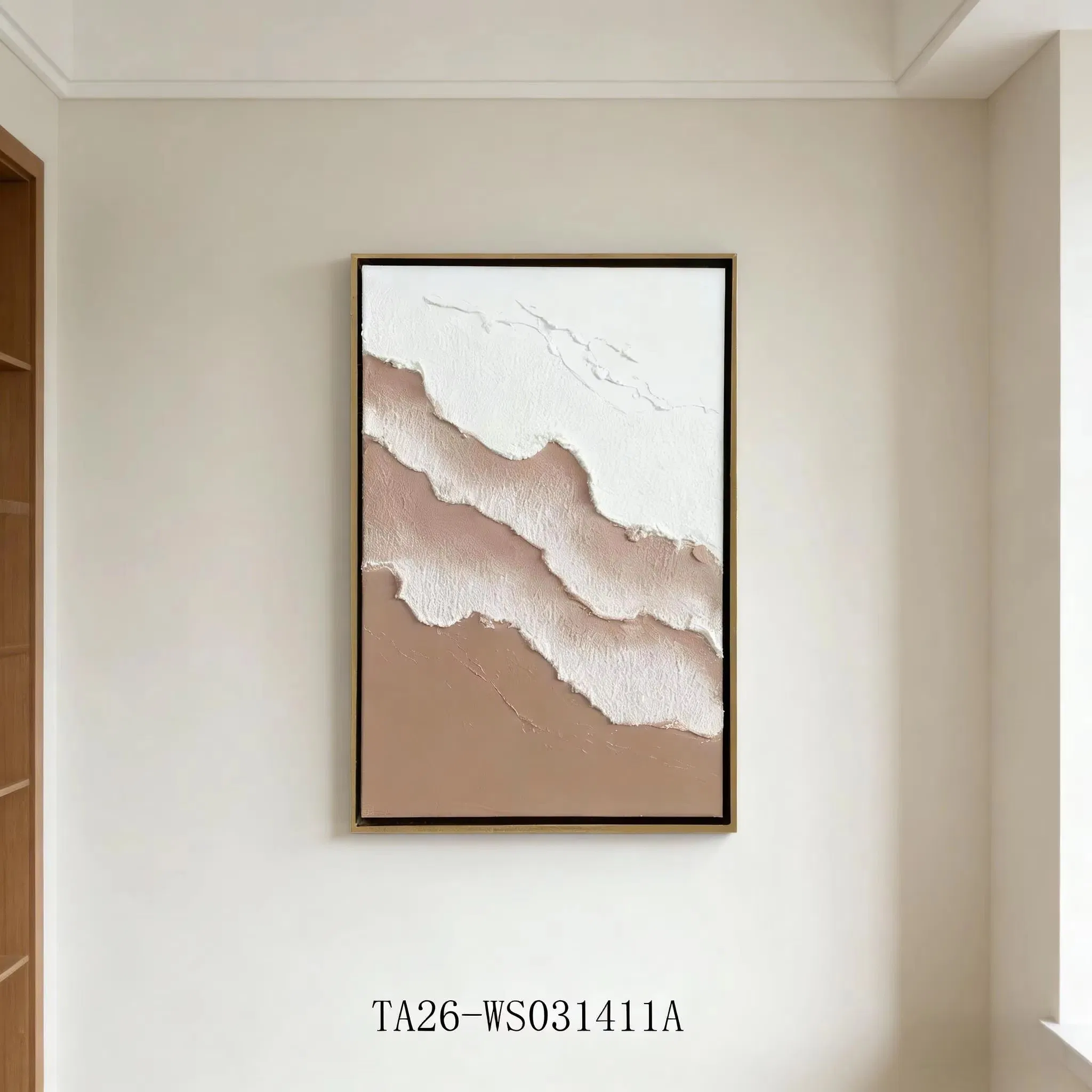 Hand Painted 3D Texture Abstract Wave Canvas Wall Art Minimalist Neutral Tone Home Decor for Living Room