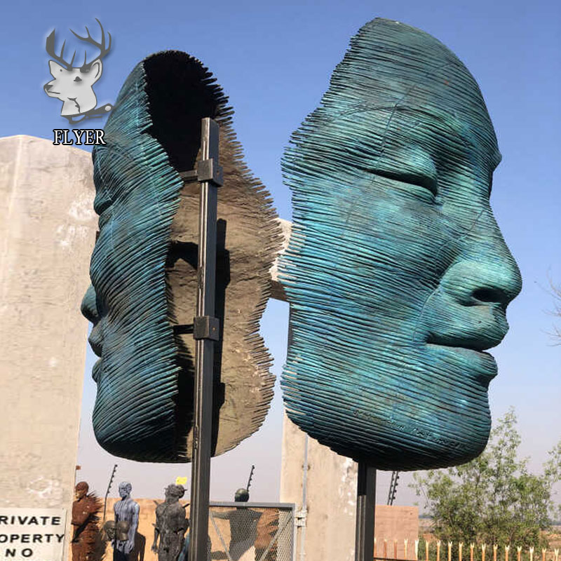 Home Decoration Cast Bronze Abstract Modern Face Sculpture Bronze 3D Wall Face Sculpture