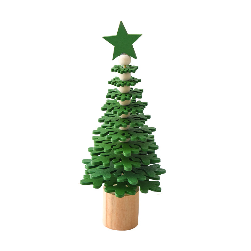 Mini Home Christmas Tree Ornament Handmade Wooden Desktop Decorations for The Holidays Cross-Border Christmas Decorations