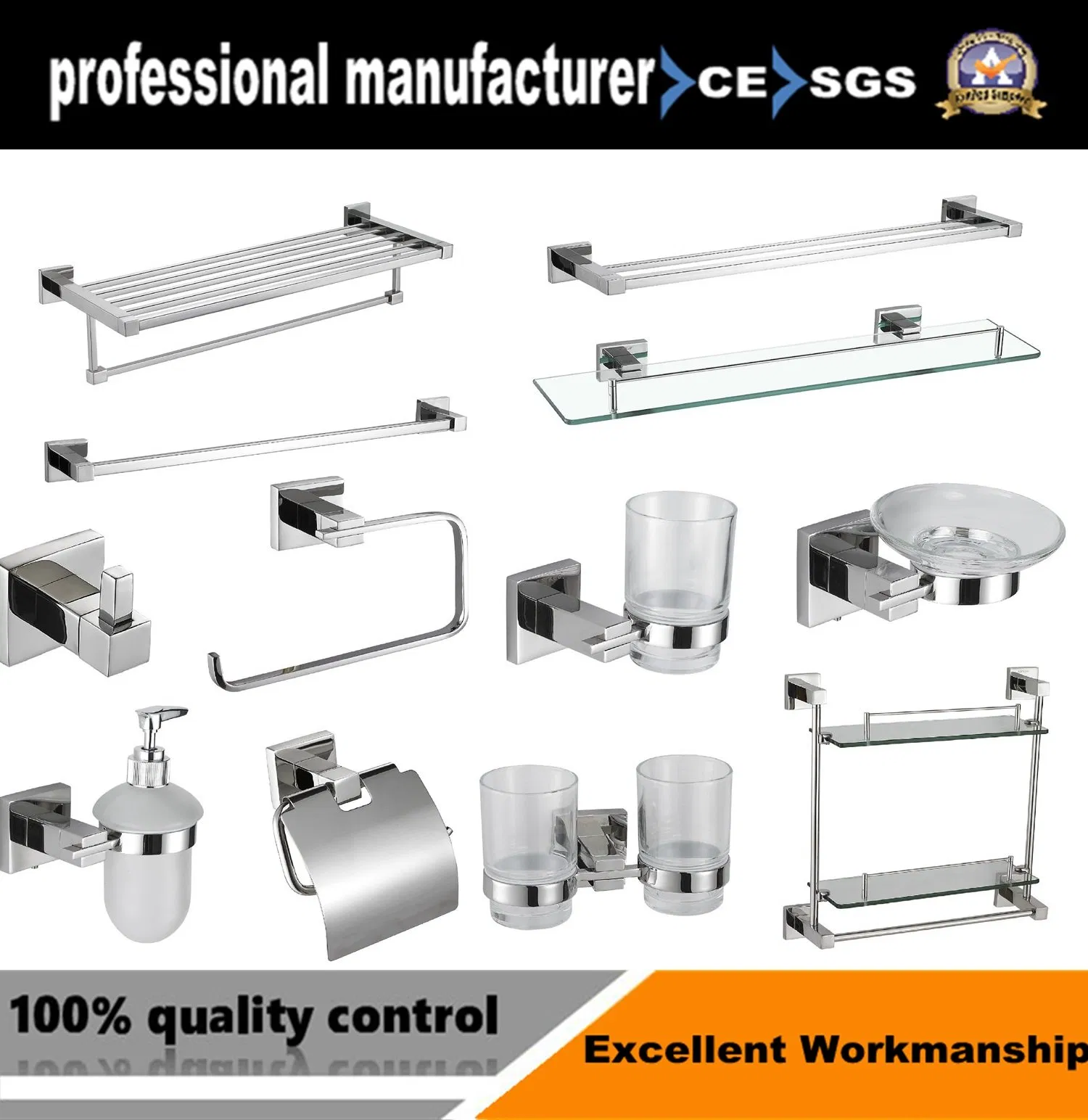 Luxury Bathroom Accessories for Home or Hotel Towel Bar Soap Holder Paper Holder Sanitaryware