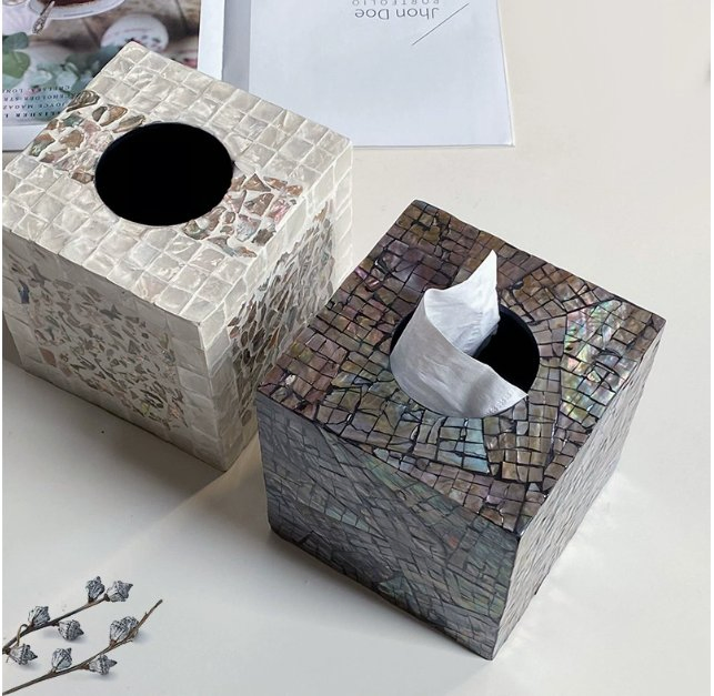 Elegant Shell Facial Tissue Holder Modern Ornament for Living Room Dining Table