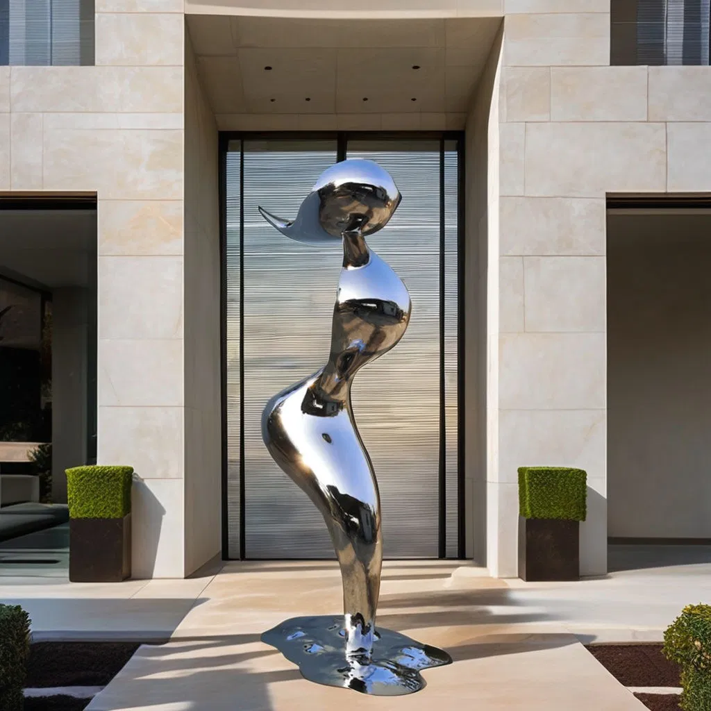 Luxury Hand-Forged Stainless Steel Sculpture - Mirror Polished Modern Art Piece for Home/Office Decor
